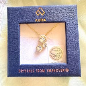 Three Crystal pendants necklace | Crystal from Swarovski |Aura jewelry |necklace